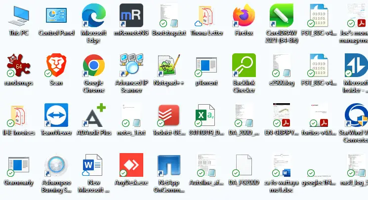 Green Check Mark On Desktop Icons