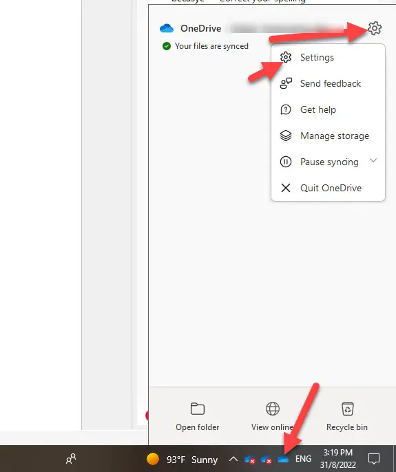 Open OneDrive Settings 1