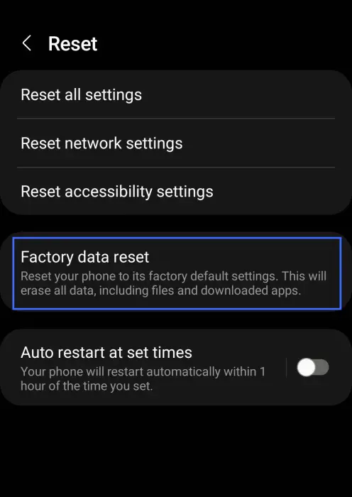 Samsung Factory Data Reset