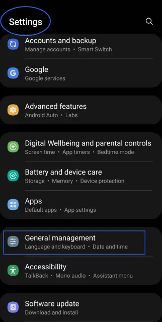 Samsung Settings