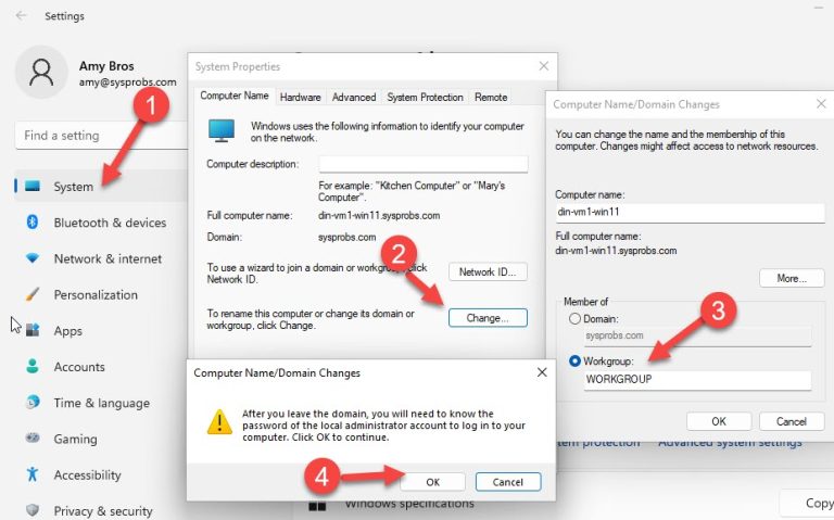How to Join Windows 11 to Domain - Remove Also - Sysprobs