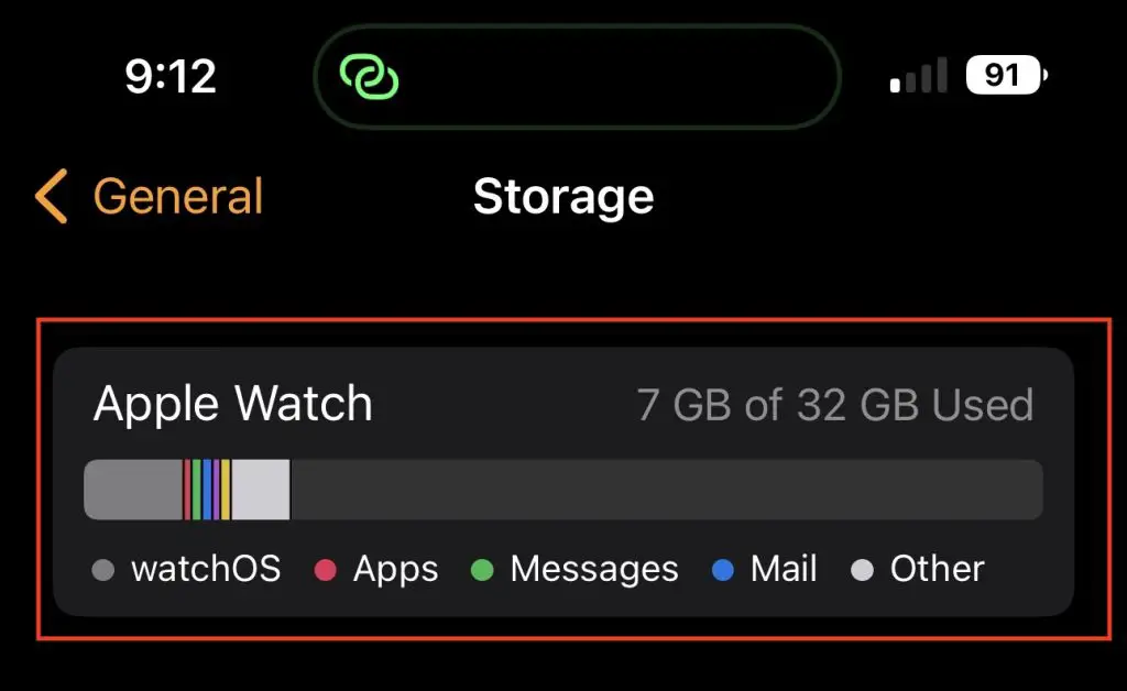 Apple watch storage