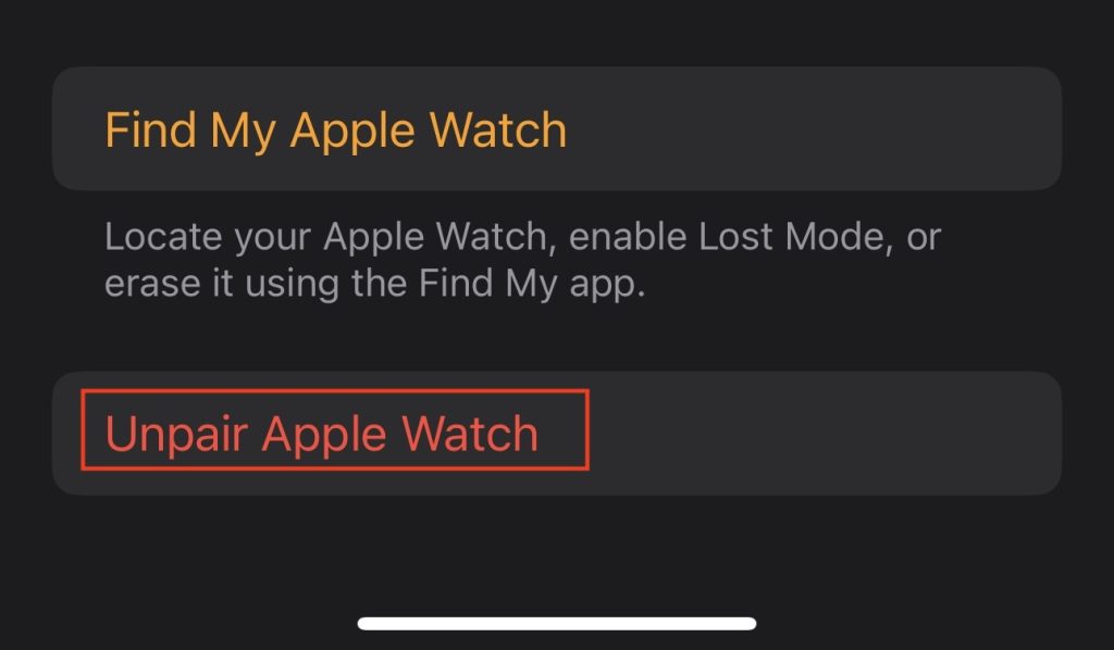 Unpair Apple Watch