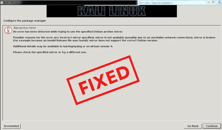 Kali Linux Bad Archive Mirror