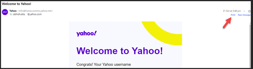 Print Emails In Yahoo