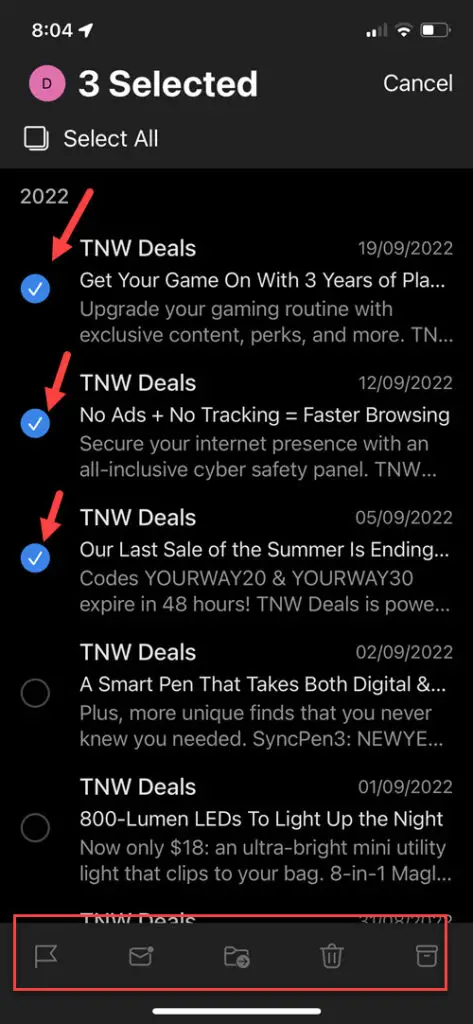 Select Multiple Emails In Outlook App IPhone