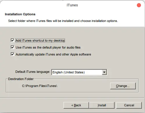 iTunes installation