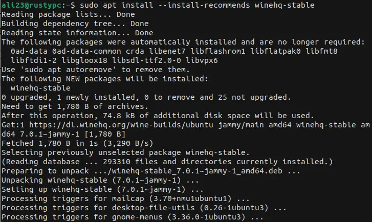 installing wine on Ubuntu