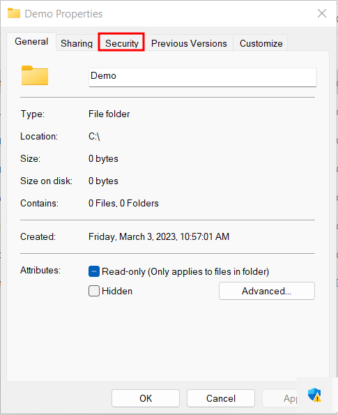 Folder Security option