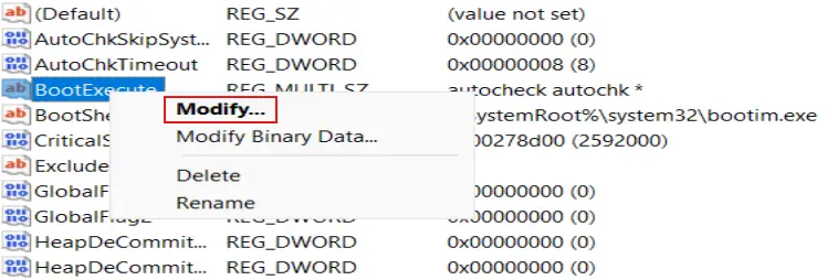 Modify the registry