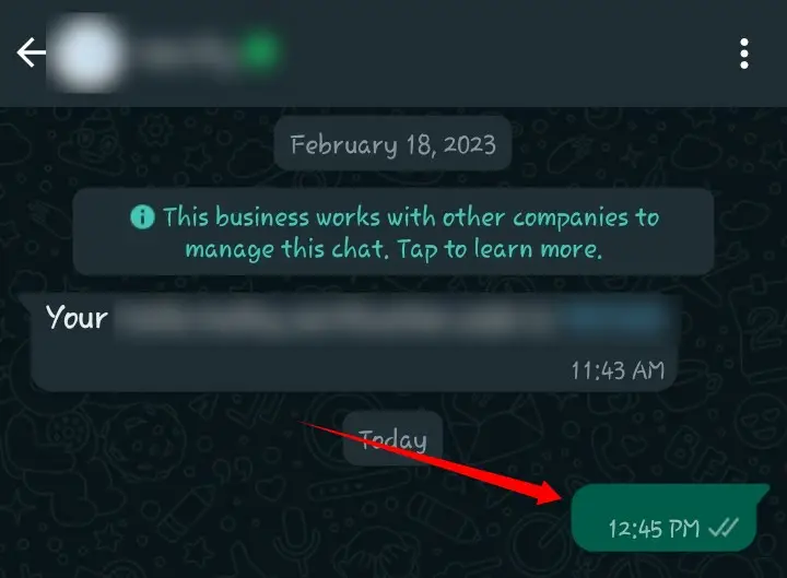 Blank message sample in WhatsApp