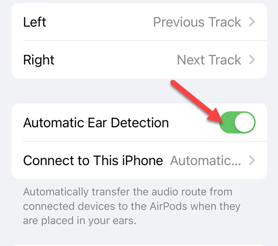 Disable Automatic Ear Detection