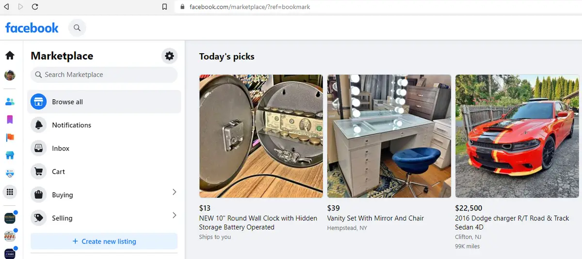 Facebook Market Place Tab