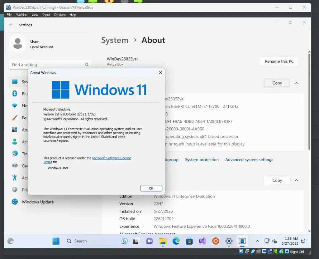 Working Windows 11 VirtualBox Image