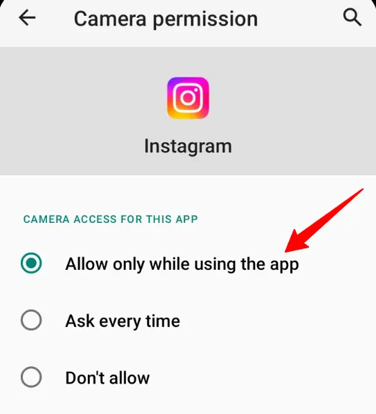 Allow only while using the app