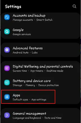 Apps settings