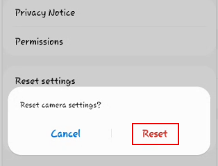 Confirm reset