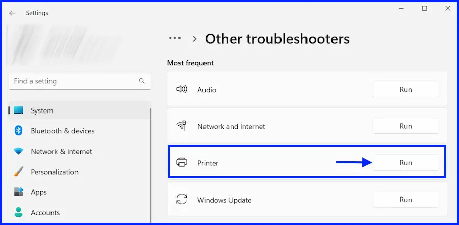 Run the Printer Troubleshooter 