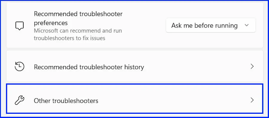 Click the Other Troubleshooters Tile