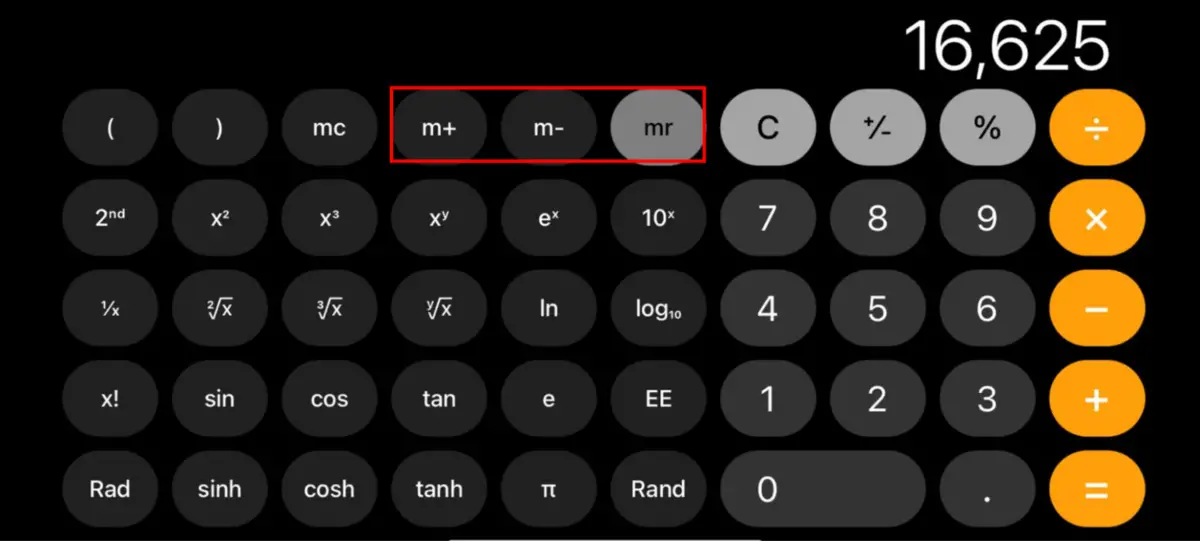 Calculator history on iPhone