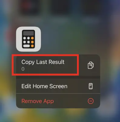 Copy Last Result in iPhone