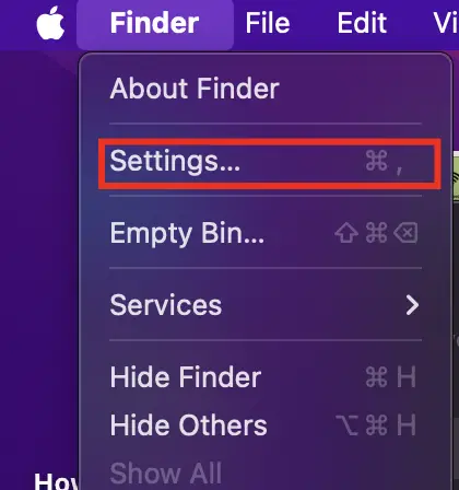 Settings from Mac