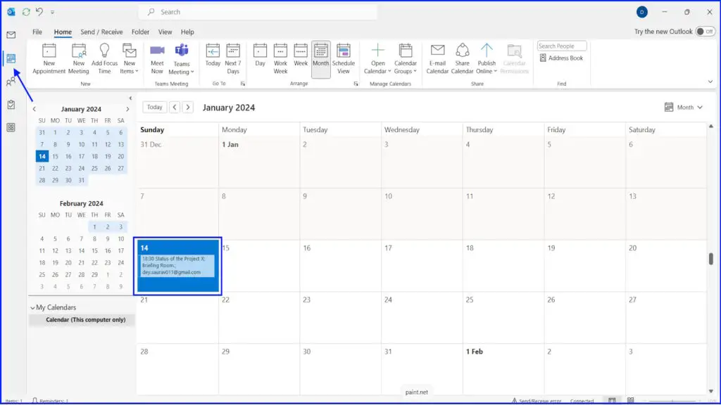 Open Outlook Calendar