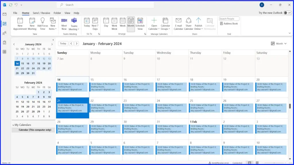 Open Recurring Meetings Outlook