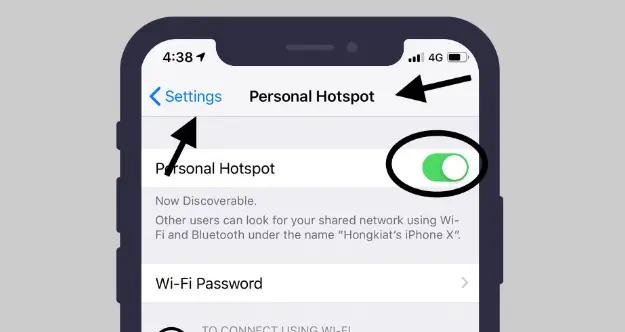 Enable Personal Hotspot On IPhone